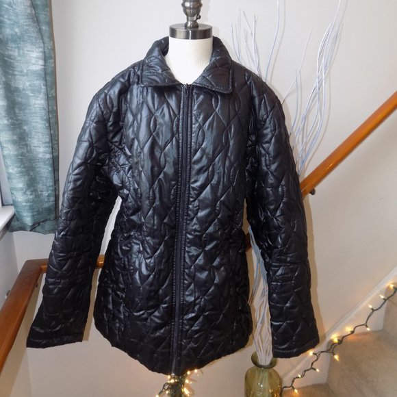 J & R Ladies Black Bubble Puffer Jacket Women's Size Large - Picture 1 of 5